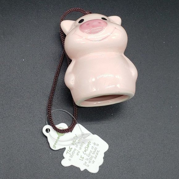 Green Earth Baby Bells Decorative Porcelain Pink Pig Hanging Bell Figurine (#2) - Picture 4 of 12